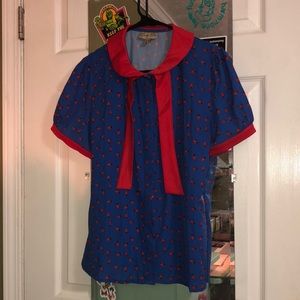 Lindy Bop Cottagecore Ladybug button up size US 8